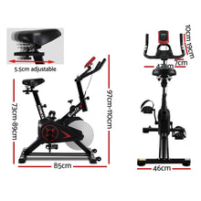 Load image into Gallery viewer, Spin Exercise Bike Flywheel Fitness Commercial Home Workout Gym Phone Holder Black
