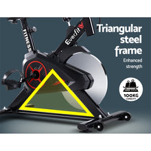 Load image into Gallery viewer, Spin Exercise Bike Flywheel Fitness Commercial Home Workout Gym Phone Holder Black