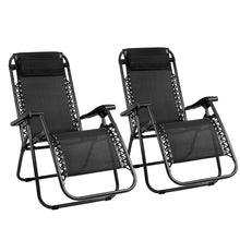 Load image into Gallery viewer, Gardeon Set of 2 Zero Gravity Chairs Reclining Outdoor Furniture Sun Lounge Folding Camping Lounger Black