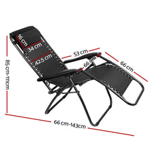 Load image into Gallery viewer, Gardeon Set of 2 Zero Gravity Chairs Reclining Outdoor Furniture Sun Lounge Folding Camping Lounger Black