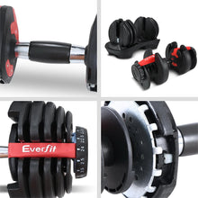 Load image into Gallery viewer, Everfit 24kg Adjustable Dumbbell Set Weight Dumbbells Plates Gym Exercise Fitness