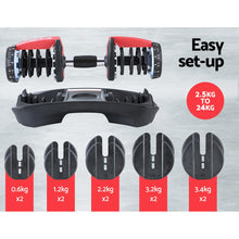 Load image into Gallery viewer, Everfit 24kg Adjustable Dumbbell Set Weight Dumbbells Plates Gym Exercise Fitness