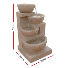 Load image into Gallery viewer, Gardeon 4 Tier Solar Powered Water Fountain with Light - Sand Beige