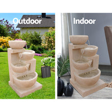 Load image into Gallery viewer, Gardeon 4 Tier Solar Powered Water Fountain with Light - Sand Beige