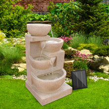 Load image into Gallery viewer, Gardeon 4 Tier Solar Powered Water Fountain with Light - Sand Beige