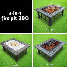 Load image into Gallery viewer, Fire Pit BBQ Grill Stove Table Ice Pits Patio Fireplace Heater 3 IN 1