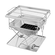Load image into Gallery viewer, Grillz Camping Fire Pit BBQ Portable Folding Stainless Steel Stove Outdoor Pits