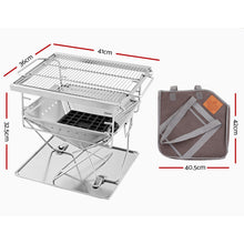 Load image into Gallery viewer, Grillz Camping Fire Pit BBQ Portable Folding Stainless Steel Stove Outdoor Pits