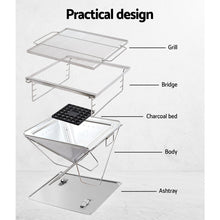 Load image into Gallery viewer, Grillz Camping Fire Pit BBQ Portable Folding Stainless Steel Stove Outdoor Pits