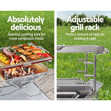 Load image into Gallery viewer, Grillz Camping Fire Pit BBQ Portable Folding Stainless Steel Stove Outdoor Pits