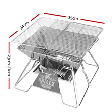 Load image into Gallery viewer, Grillz Camping Fire Pit BBQ 2-in-1 Grill Smoker Outdoor Portable Stainless Steel