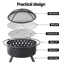 Load image into Gallery viewer, Fire Pit BBQ Charcoal Grill Ring Portable Outdoor Kitchen Fireplace 32"