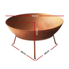 Load image into Gallery viewer, Grillz Fire Pit Outdoor Heater Charcoal Rustic Burner Steel Fireplace 70CM
