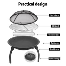 Load image into Gallery viewer, Fire Pit BBQ Charcoal Smoker Portable Outdoor Camping Pits Patio Fireplace 22"