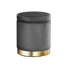 Load image into Gallery viewer, Artiss Ottoman Foot Stool with Storage Round Velvet Foot Rest Pouffe Footstool