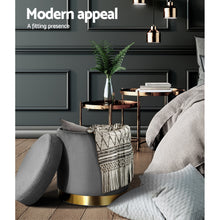Load image into Gallery viewer, Artiss Ottoman Foot Stool with Storage Round Velvet Foot Rest Pouffe Footstool