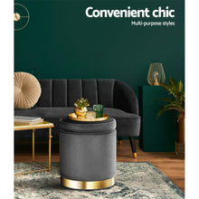 Load image into Gallery viewer, Artiss Ottoman Foot Stool with Storage Round Velvet Foot Rest Pouffe Footstool