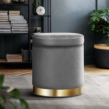 Load image into Gallery viewer, Artiss Ottoman Foot Stool with Storage Round Velvet Foot Rest Pouffe Footstool