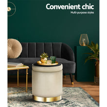 Load image into Gallery viewer, Artiss Foot Stool Storage Ottoman Round Velvet Foot Rest Pouffe Seat Footstool