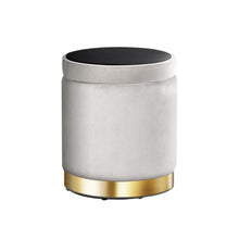 Load image into Gallery viewer, Artiss Round Velvet Storage Ottoman Foot Stool Foot Rest Pouffe Padded Seat Grey