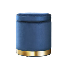 Load image into Gallery viewer, Artiss Foot Stool Round Velvet Storage Ottoman Foot Rest Pouffe Footstool Navy