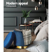 Load image into Gallery viewer, Artiss Foot Stool Round Velvet Storage Ottoman Foot Rest Pouffe Footstool Navy