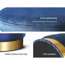 Load image into Gallery viewer, Artiss Foot Stool Round Velvet Storage Ottoman Foot Rest Pouffe Footstool Navy