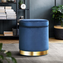 Load image into Gallery viewer, Artiss Foot Stool Round Velvet Storage Ottoman Foot Rest Pouffe Footstool Navy