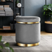 Load image into Gallery viewer, Artiss Round Velvet Ottoman Foot Stool Foot Rest Pouffe Padded Seat Footstool