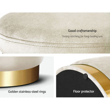 Load image into Gallery viewer, Artiss Round Velvet Foot Stool Ottoman Foot Rest Pouffe Padded Seat Footstool