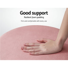 Load image into Gallery viewer, Artiss Round Velvet Foot Stool Ottoman Foot Rest Pouffe Padded Seat Pouf Pink