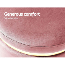 Load image into Gallery viewer, Artiss Round Velvet Foot Stool Ottoman Foot Rest Pouffe Padded Seat Pouf Pink