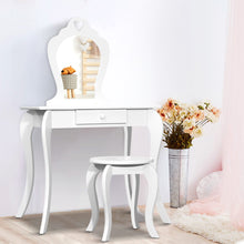 Load image into Gallery viewer, Keezi White Kids Vanity Dressing Table Stool Set Mirror Princess Children Makeup