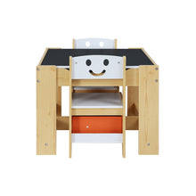 Load image into Gallery viewer, Keezi 3PCS Kids Table and Chairs Set Activity Chalkboard Toys Storage Box Desk