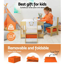 Load image into Gallery viewer, Keezi 3PCS Kids Table and Chairs Set Activity Chalkboard Toys Storage Box Desk