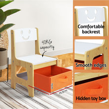 Load image into Gallery viewer, Keezi 3PCS Kids Table and Chairs Set Activity Chalkboard Toys Storage Box Desk