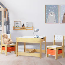 Load image into Gallery viewer, Keezi 3PCS Kids Table and Chairs Set Activity Chalkboard Toys Storage Box Desk