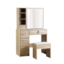 Load image into Gallery viewer, Artiss Dressing Table Stool Set Slide Mirror Makeup Vanity Desk Chair Drawer Oak