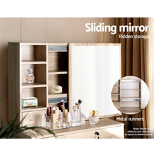 Load image into Gallery viewer, Artiss Dressing Table Stool Set Slide Mirror Makeup Vanity Desk Chair Drawer Oak