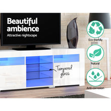 Load image into Gallery viewer, Artiss TV Cabinet Entertainment Unit Stand RGB LED Gloss 3 Doors 180cm White