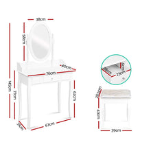 Load image into Gallery viewer, Dressing Table Stool Mirror Jewellery Cabinet Tables Drawer White Box Organizer