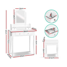 Load image into Gallery viewer, Dressing Table Stool Mirror Jewellery Cabinet White Tables Drawers Box Organizer