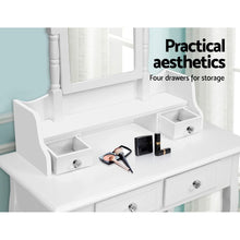 Load image into Gallery viewer, Dressing Table Stool Mirror Jewellery Cabinet White Tables Drawers Box Organizer