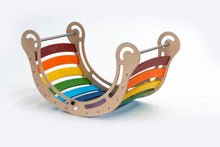 Load image into Gallery viewer, XXL JUMBO Rocker Montessori Rainbow Swing Rocker (FOLDABLE Option. with climbing. RAMP and Slide combo for kids, Rocker board, indoor play.