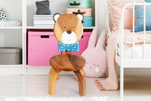 Load image into Gallery viewer, Children’s Bear wooden chair themed with solid backrest