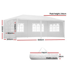Load image into Gallery viewer, Instahut Gazebo 3x6 Outdoor Marquee Side Wall Party Wedding Tent Camping White