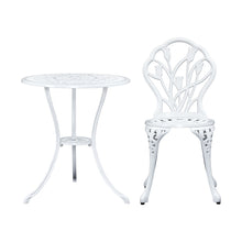 Load image into Gallery viewer, Gardeon 3PC Outdoor Setting Cast Aluminium Bistro Table Chair Patio White