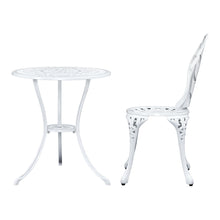 Load image into Gallery viewer, Gardeon 3PC Outdoor Setting Cast Aluminium Bistro Table Chair Patio White