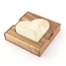 Load image into Gallery viewer, unique hand made wooden Puzzles - Broken Heart Tangram 2D for kids or adults.