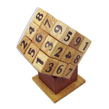 Load image into Gallery viewer, Sudoku 3 dimensional cube- wooden sudoku, coding puzzle, sudoku puzzle, table game, gift for mom, gift for dad